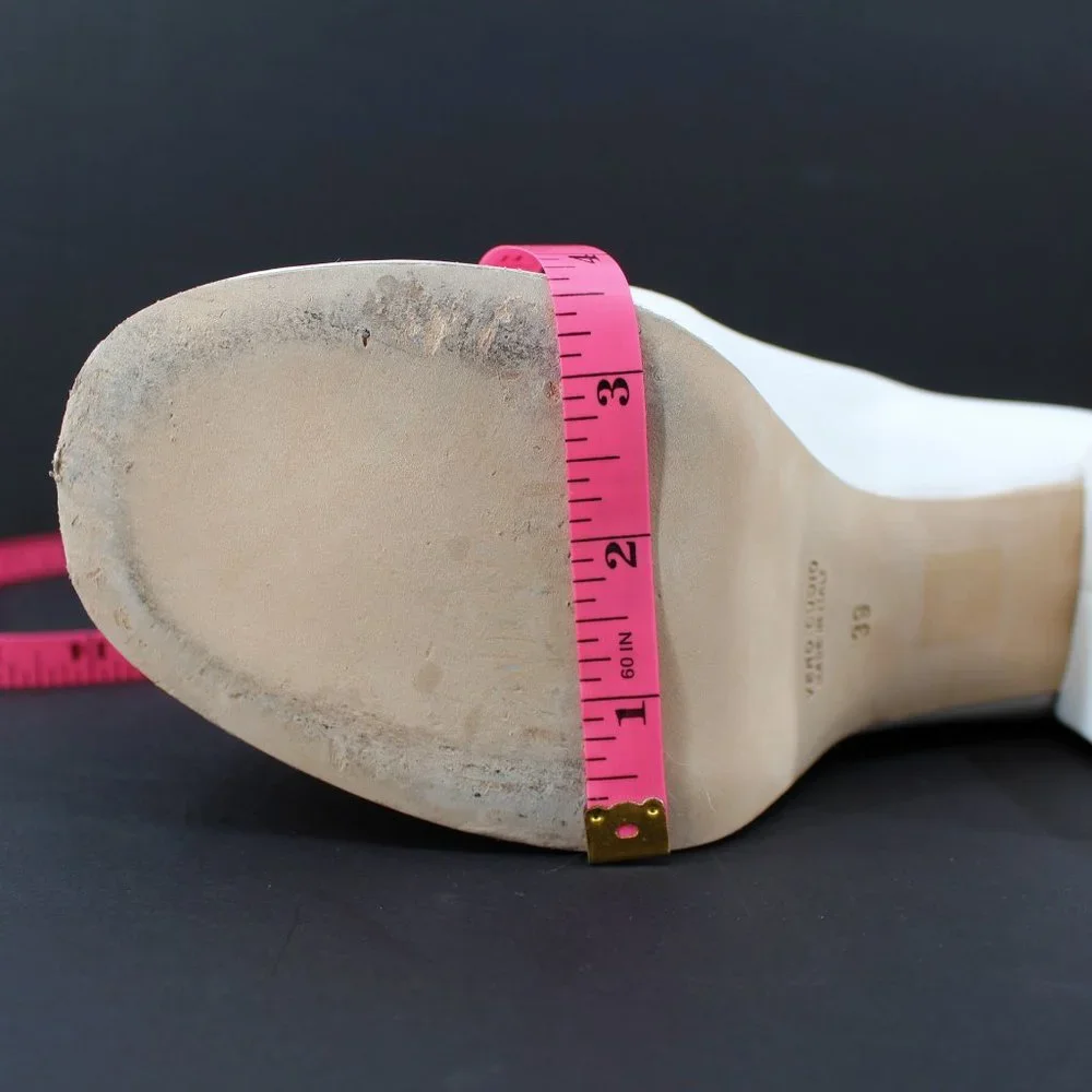 MOMA Platform Boots White Leather Handmade Block Heel Zip Back Seam SZ 39/10